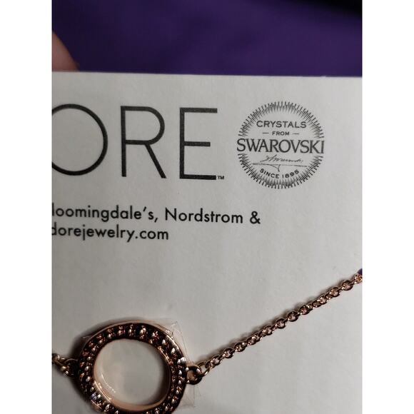 Adore Signed Organic Circle Bracelet in Rose Gold with Swarovski Crystal NEW - Picture 11 of 13